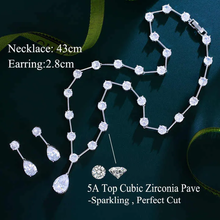 طقم مجوهرات زفاف كبير على شكل قطرة ماءLarge Water Drop Wedding Jewelry Set