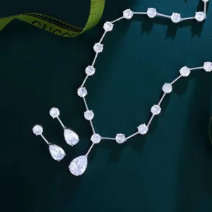 طقم مجوهرات زفاف كبير على شكل قطرة ماءLarge Water Drop Wedding Jewelry Set
