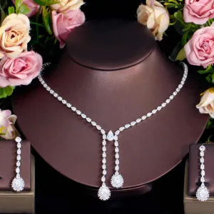 طقم مجوهرات زفاف فاخر مرصع بالزركونياLuxury Wedding Jewelry Set with Zirconia