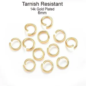 100pcs 6mm 14k gold plated tarnish Resistant Brass Material jump ring for jewelry making