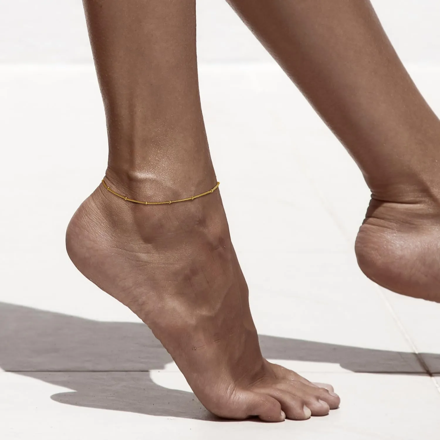 14K Gold Waterproof Anklets for Women and Men Charm Ankle Bracelets Jewelry for Everyday Wear Sizes 9-11 Inches
