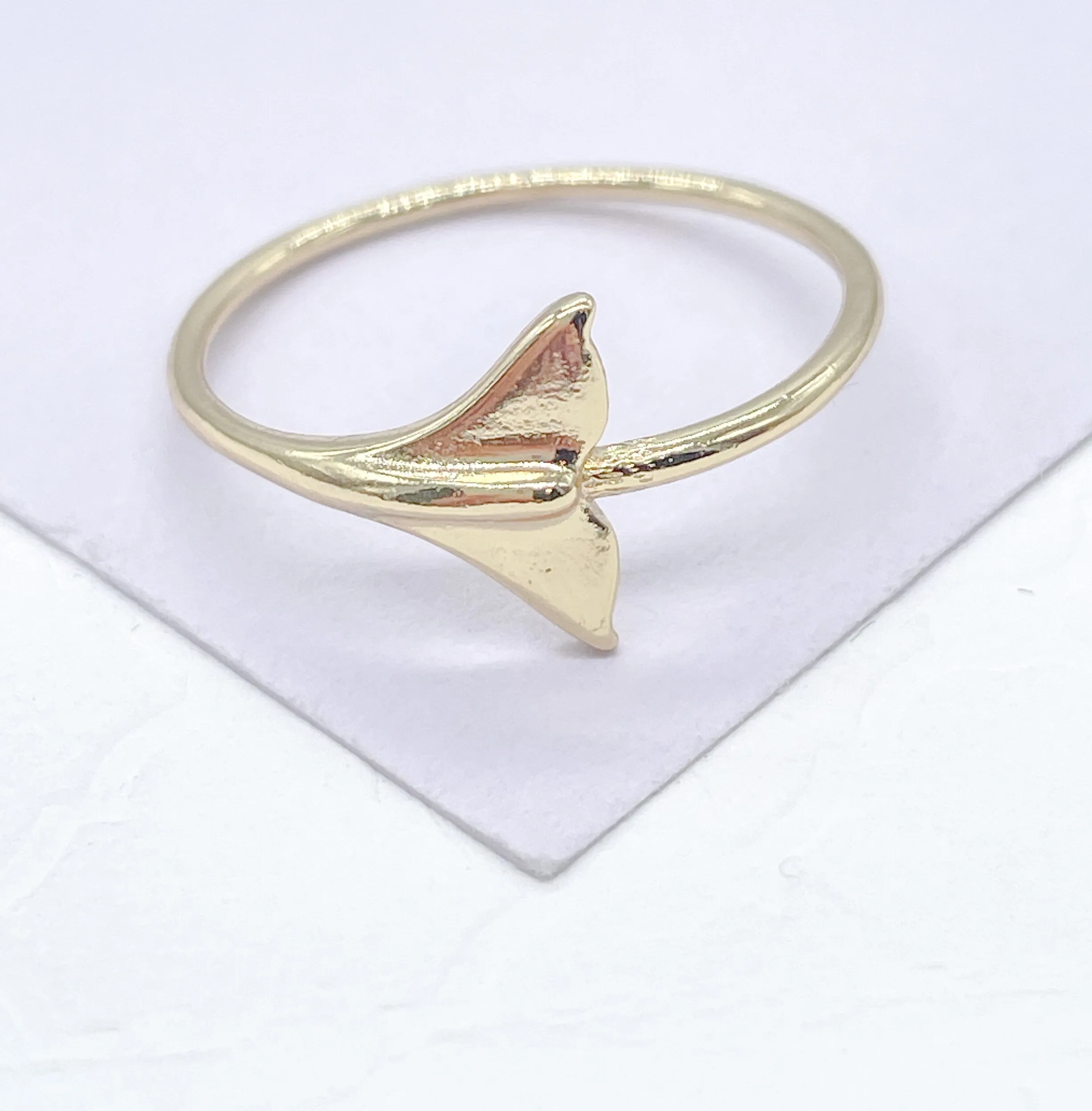 18k Gold Filled Dainty, Conch Shell and Fish Tail Dainty Rings