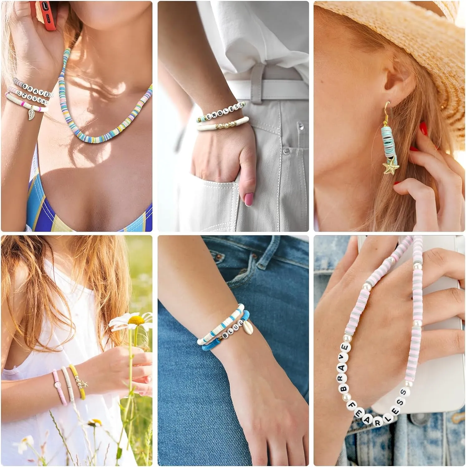 5300 Clay Beads Bracelet Making Aesthetic Kit, Polymer Heishi Preppy Letter Beads for Friendship Bracelet, Pearl Disc Beads Charms for Jewelry Making, DIY Creative Gift for Girls 8-12 Teens