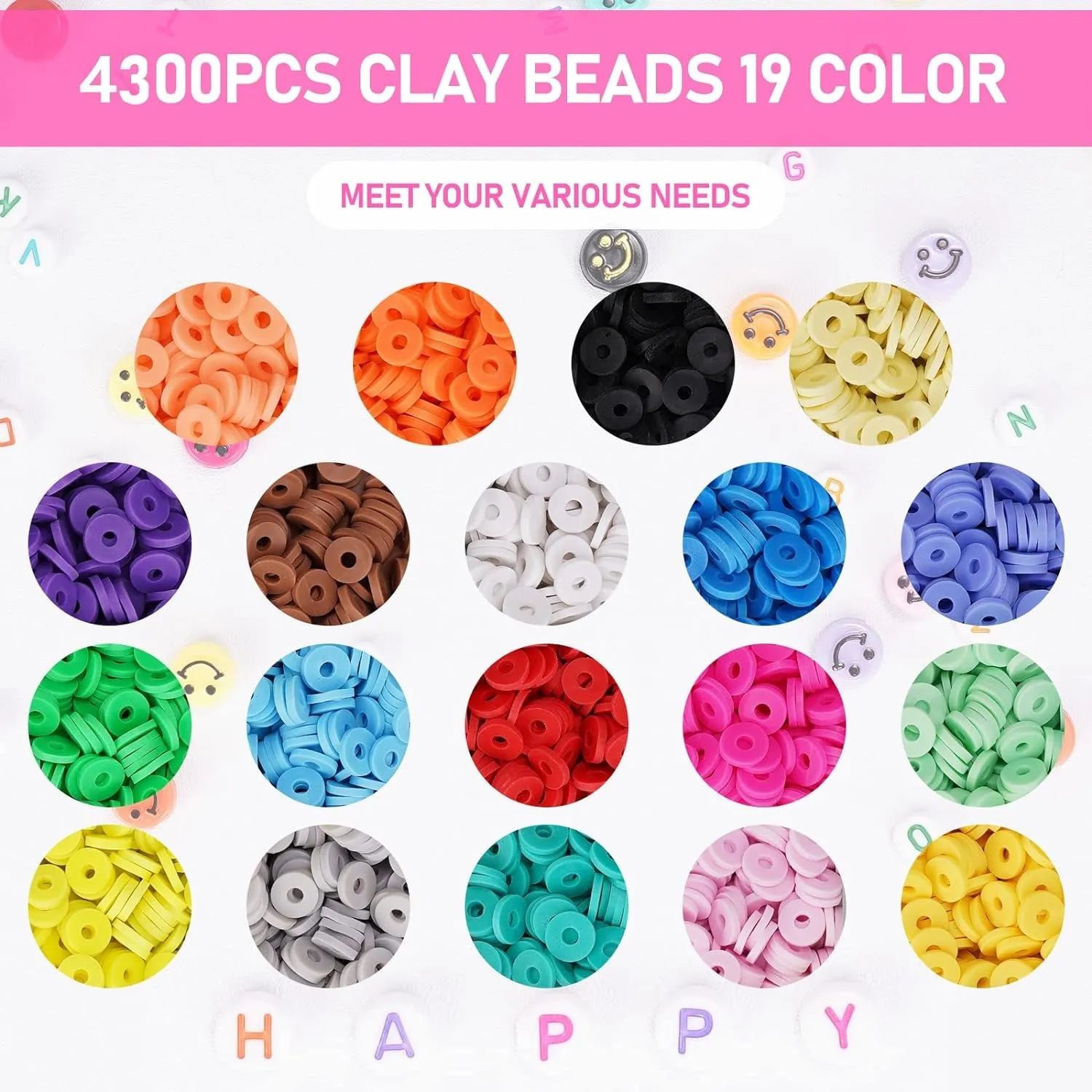 5300 Clay Beads Bracelet Making Aesthetic Kit, Polymer Heishi Preppy Letter Beads for Friendship Bracelet, Pearl Disc Beads Charms for Jewelry Making, DIY Creative Gift for Girls 8-12 Teens