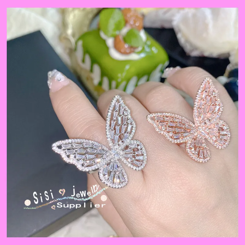【6-38#】 Butterfly Earrings And Ring  for female fashion daily engagement wedding anniversary birthday present