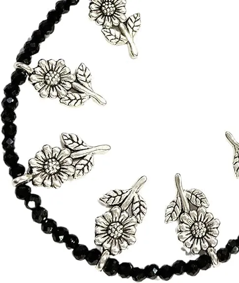 Black Bead Crystal Charm Anklet Bracelet Handmade Simple Summer Beach Waterproof Ankle Foot Chain Bracelets for Women Minimalist Jewelry Adjustable