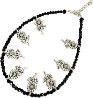 Black Bead Crystal Charm Anklet Bracelet Handmade Simple Summer Beach Waterproof Ankle Foot Chain Bracelets for Women Minimalist Jewelry Adjustable