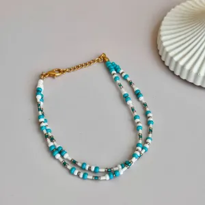 Dbl Blue & White Anklet