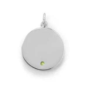 Engravable Rhodium Plated CZ Pendant - August Birthstone