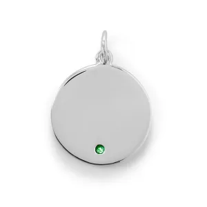 Engravable Rhodium Plated CZ Pendant - May Birthstone
