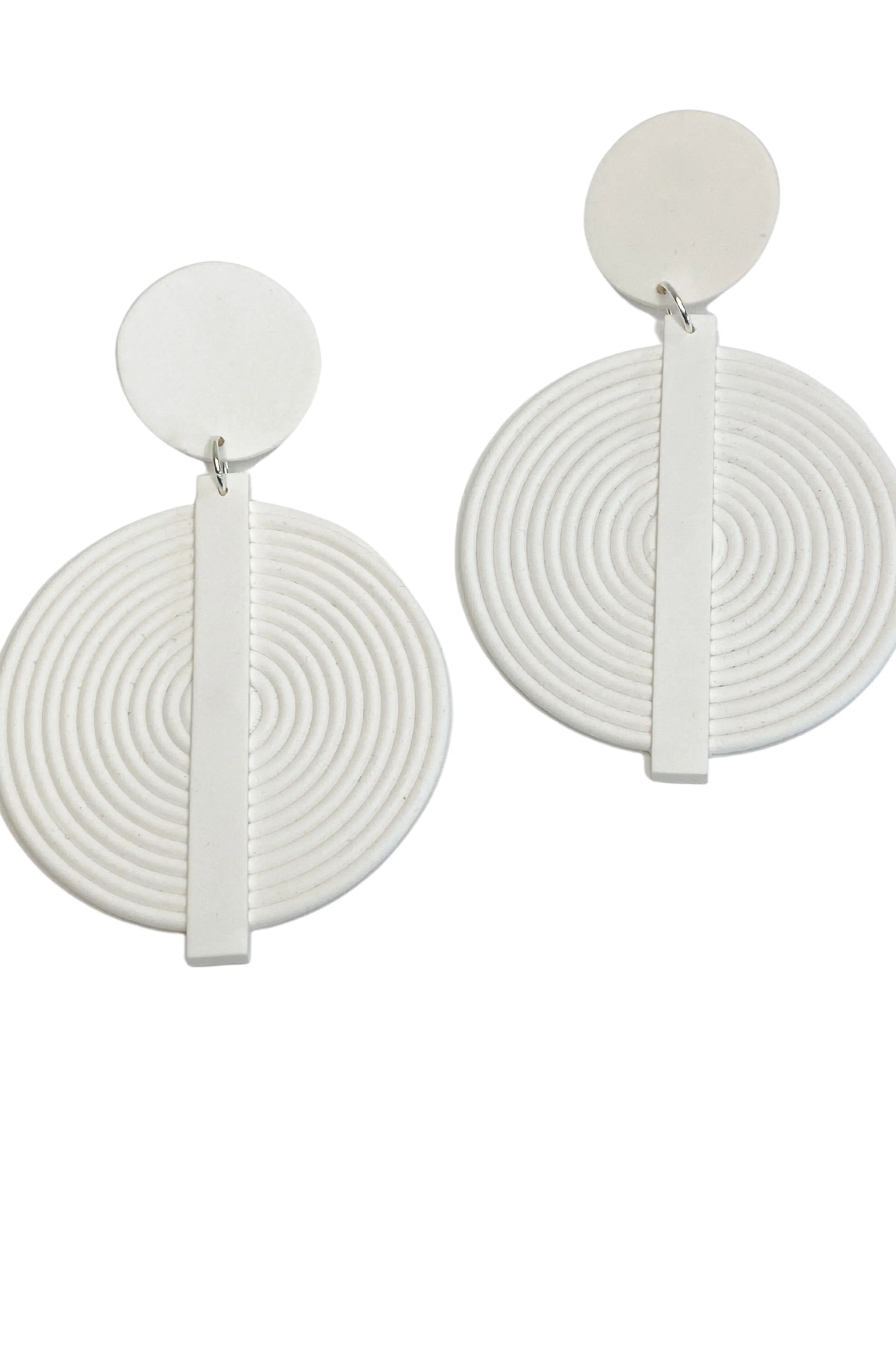 Esme  White Spiral Earrings Polymer Clay
