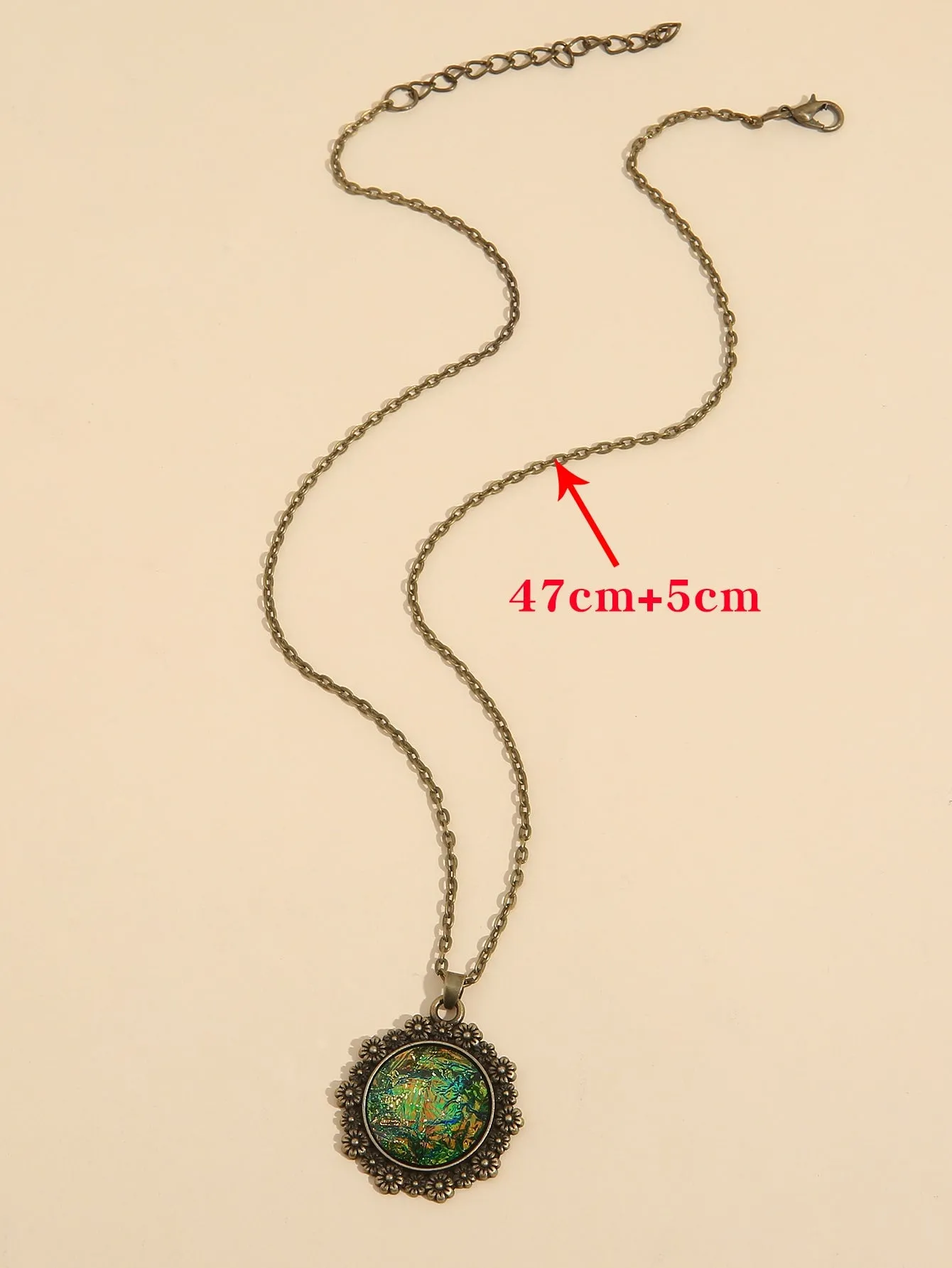 Flower Detail Round Charm Necklace Jewelry for Women Gift for Her Necklace