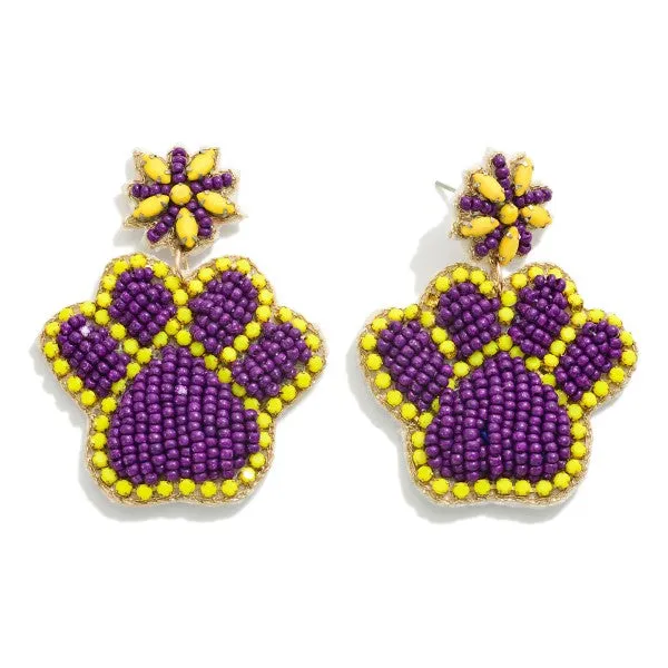 GameDay: Tiger Paw Seed Bead Post Back Earrings