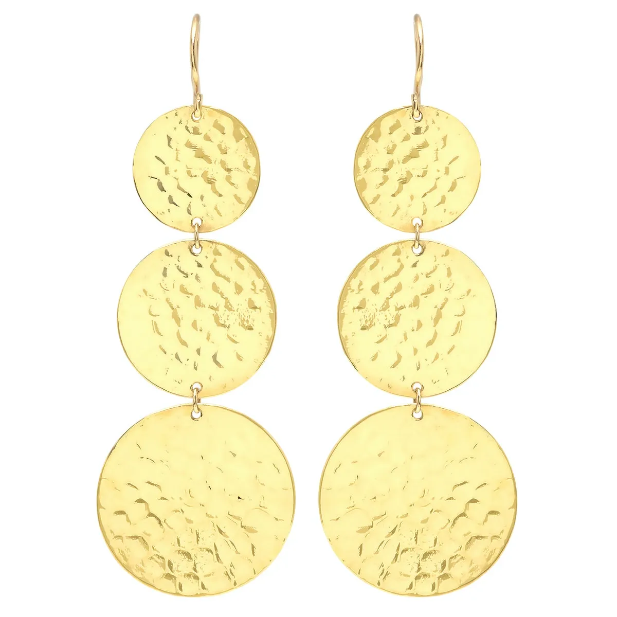 Graduated Hammered Disc Earrings