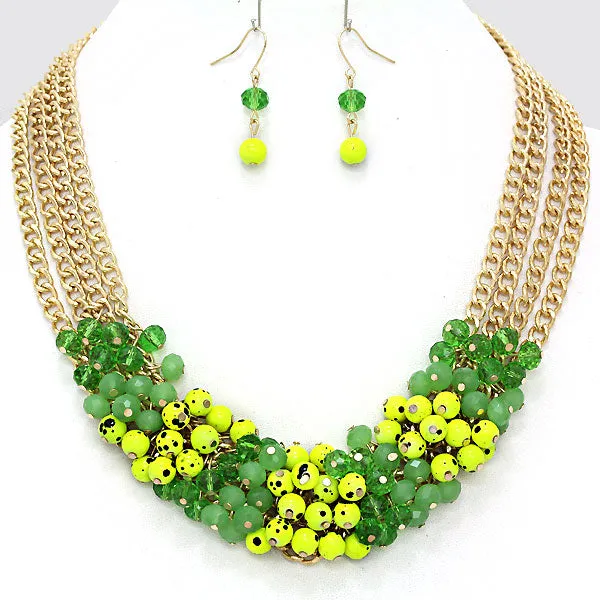 iLLASPARKZ Layered Crystal Bubble Stained Chain Necklace