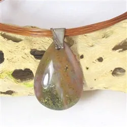 Jasper Gemstone Teardrop Pendant on Multi-strand  Neck Wire