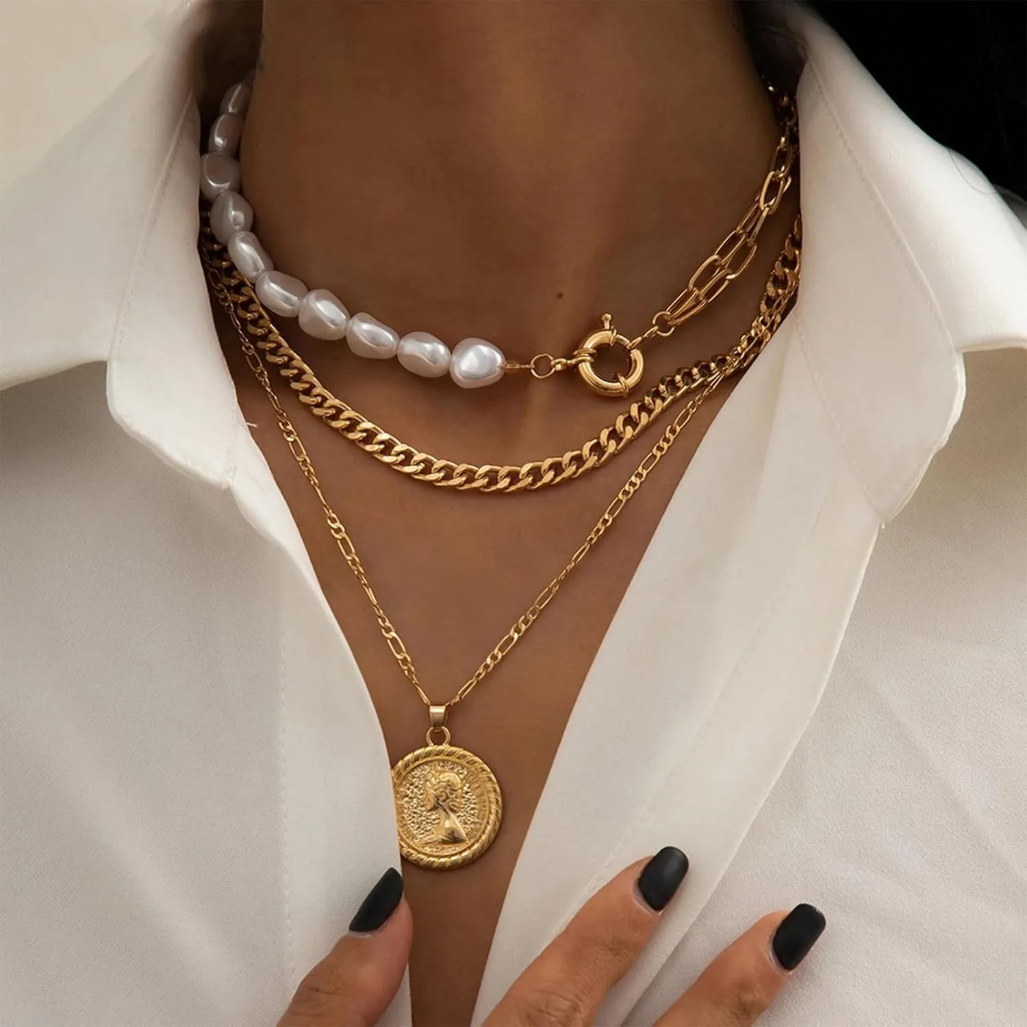 Long tiantian Layered Necklaces for Women Western Jewelry for Women Stack Coin Necklace Country Necklace Trendy Boho Summer Beach Vacation Accessories