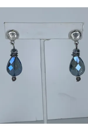 Lost And Found Silver And Navy Crystal Drop Earring