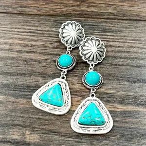 Make a Statement Turquoise Fashion Earrings