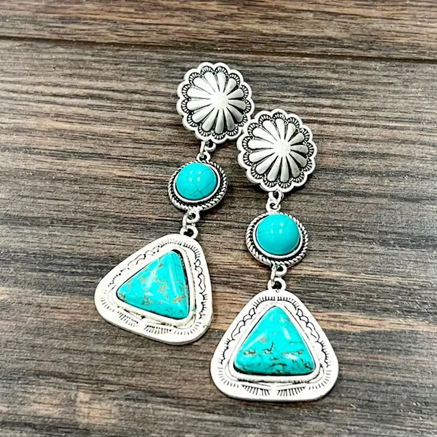 Make a Statement Turquoise Fashion Earrings
