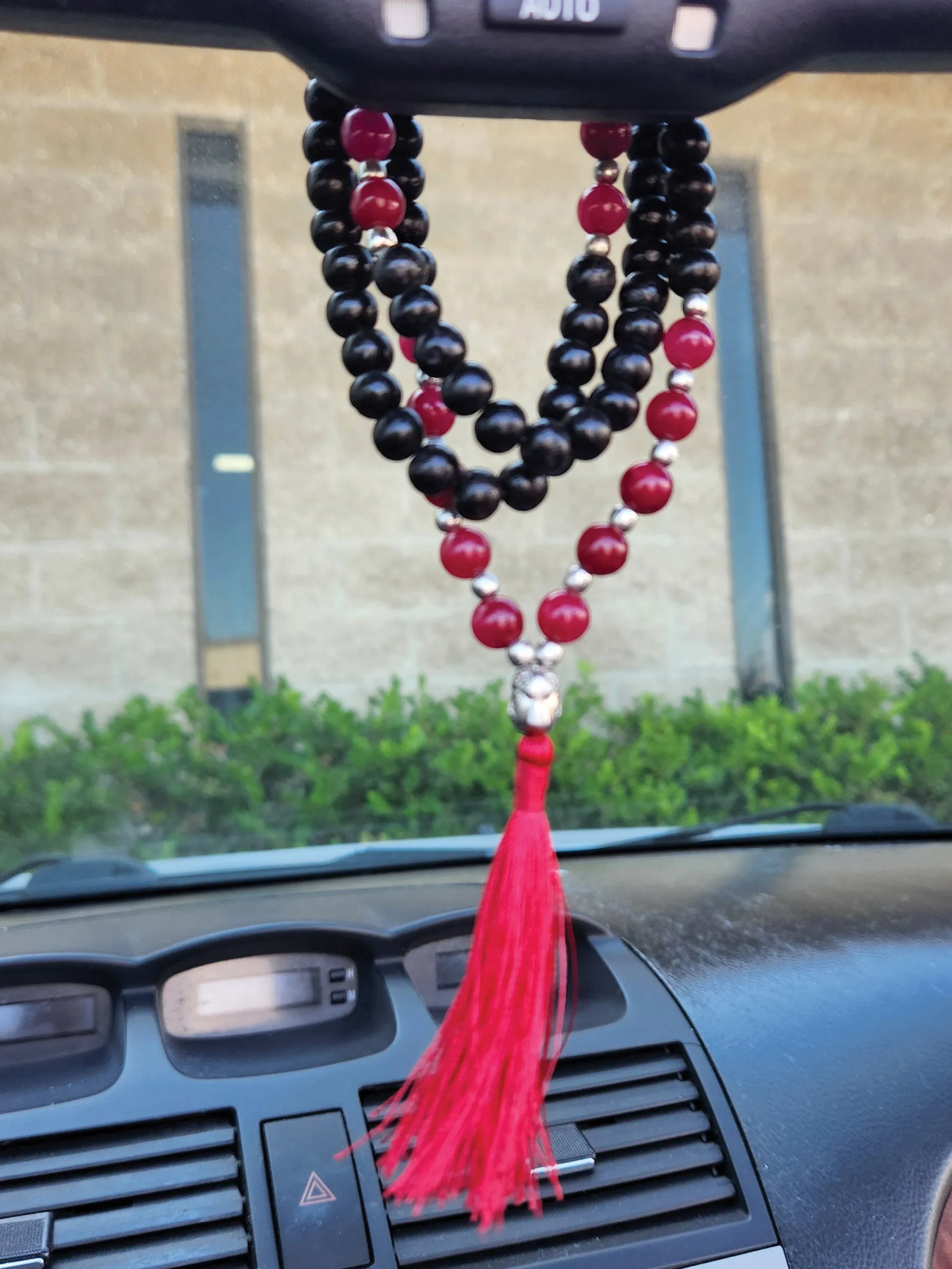Necklace Wooden Beaded Tassel Mala Onyx