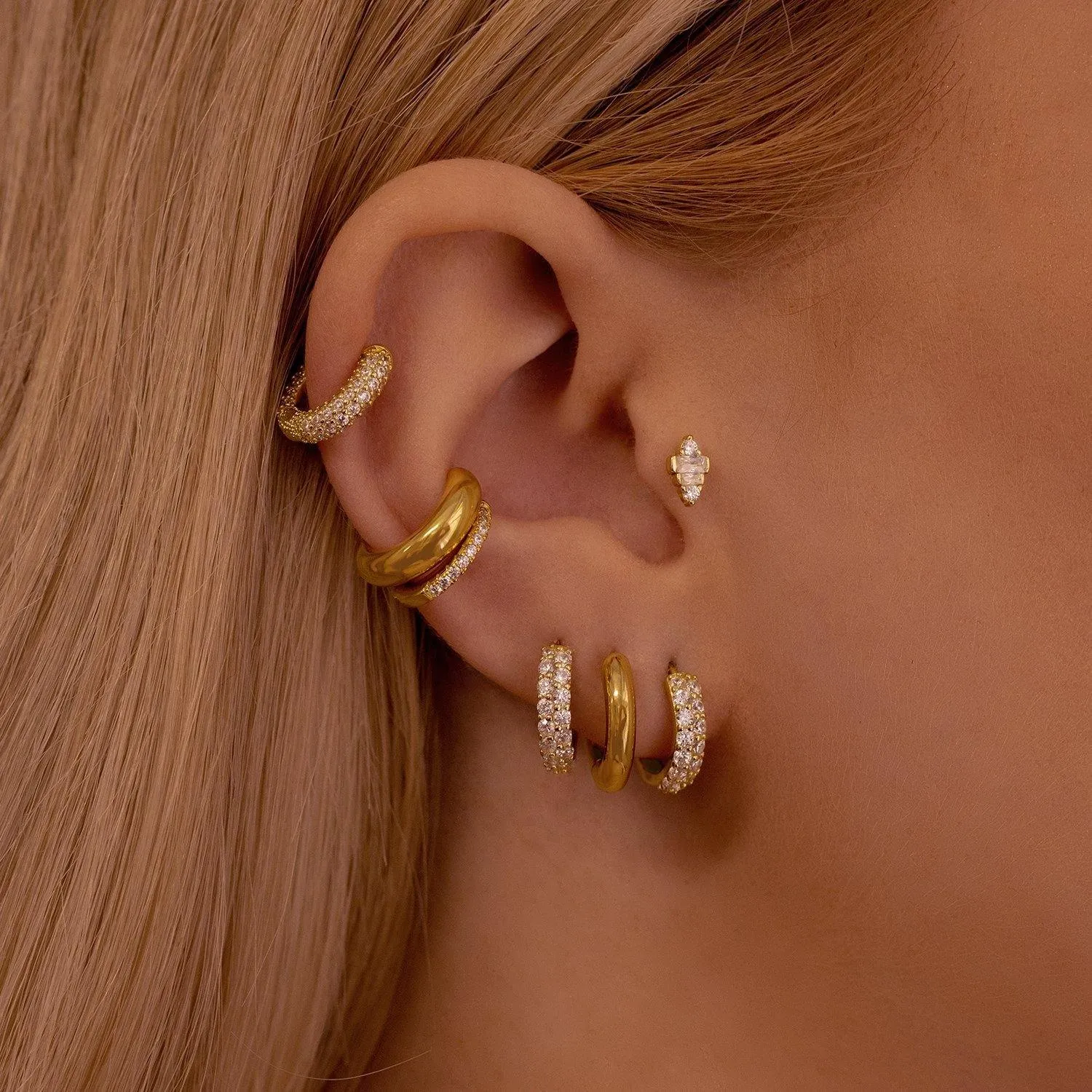 Plain Gold Huggie Earrings