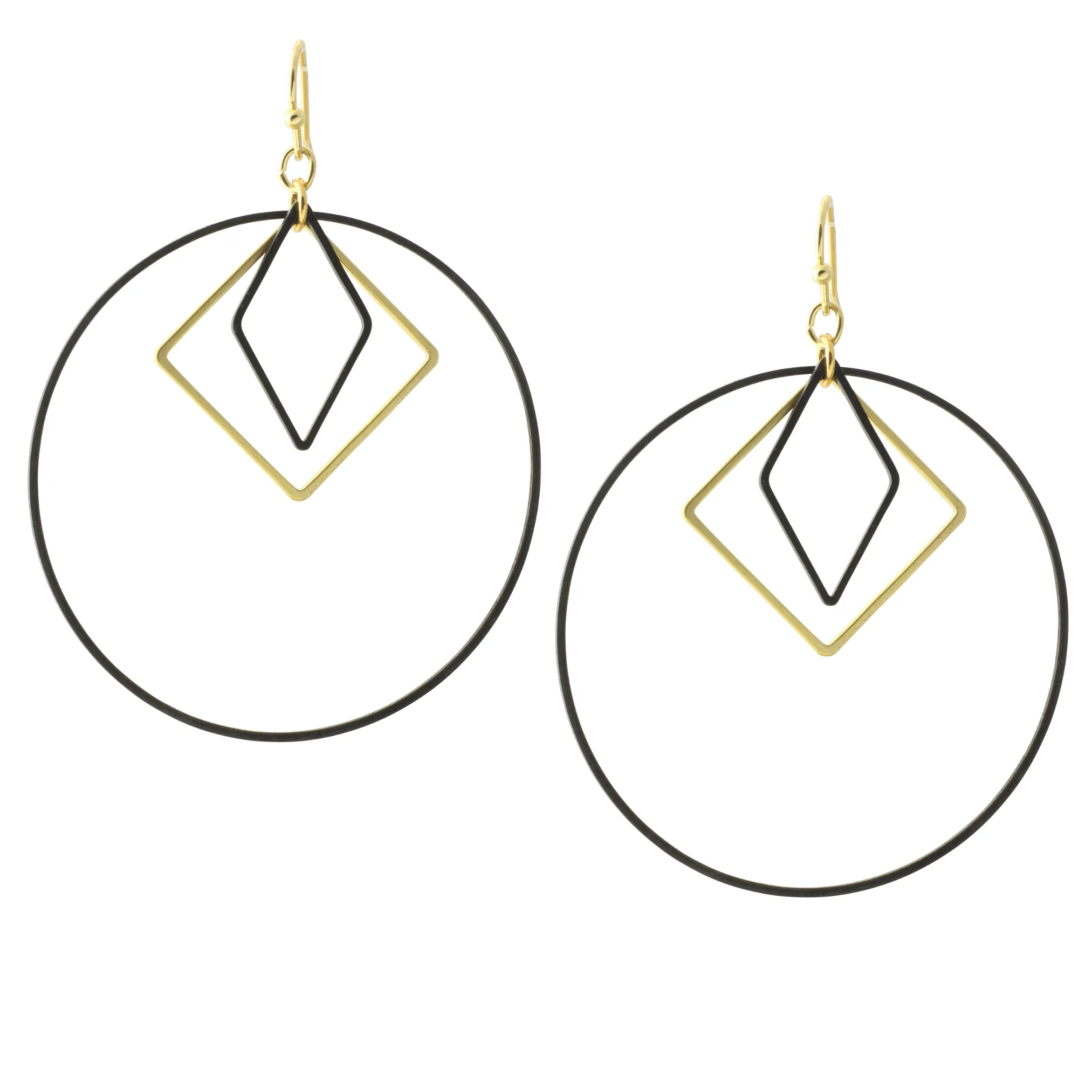"Le Contour" Large Luxe Hoops in Matte Black & Gold