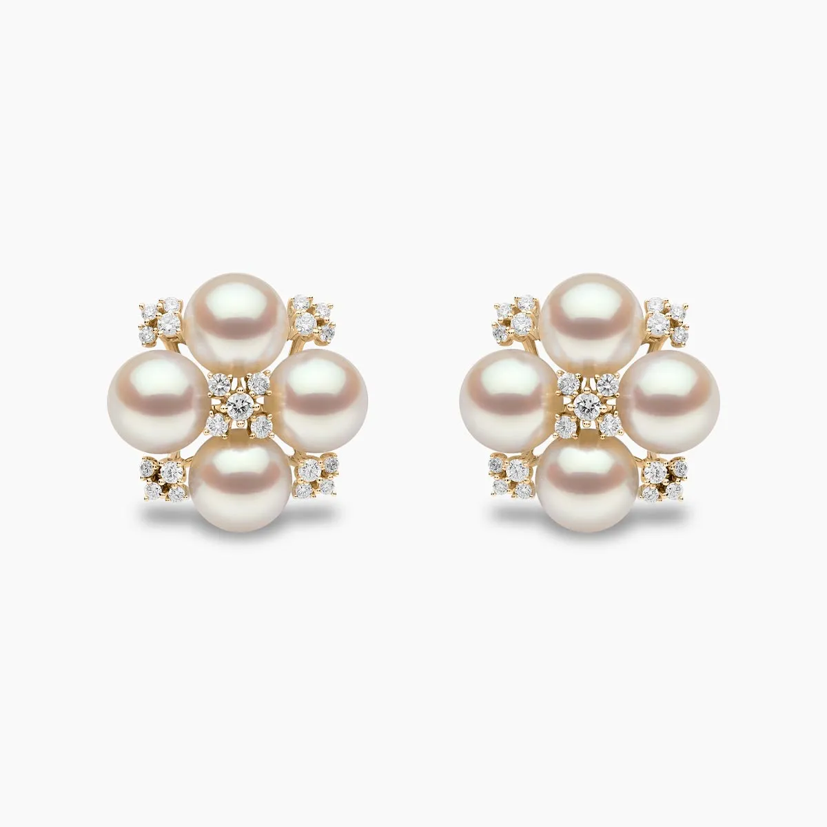 Raindrop 18K Gold Akoya Pearl and Diamond Mini Motif Earrings