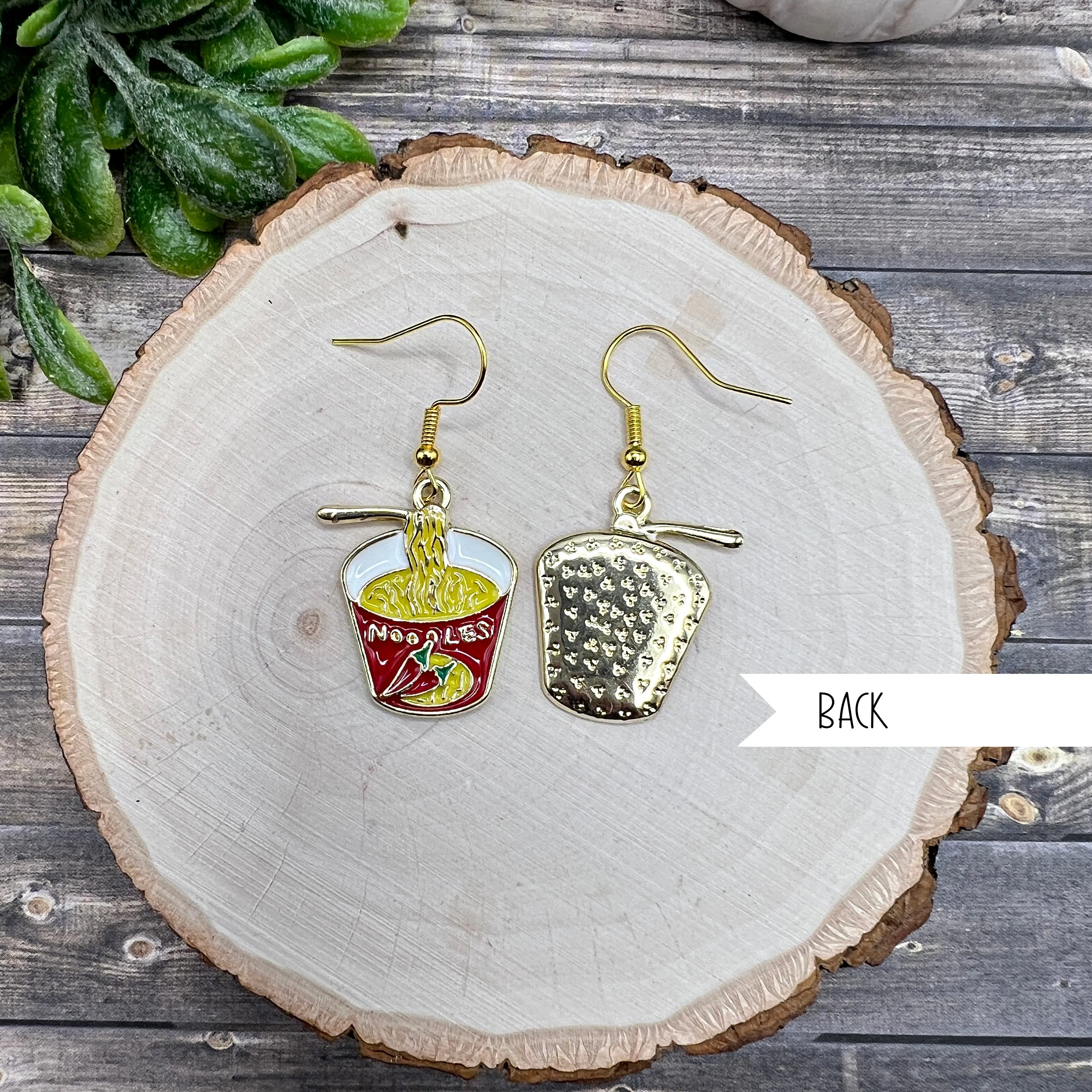 Ramen Noodle Noods Soup Chopsticks Enamel Food  Earrings, Hypoallergenic Gift