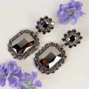Statement Black Crystal Drop Earrings