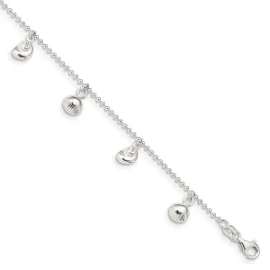 Sterling Silver Sea Shell 8in Plus 1in ext. Anklet QG2785-9