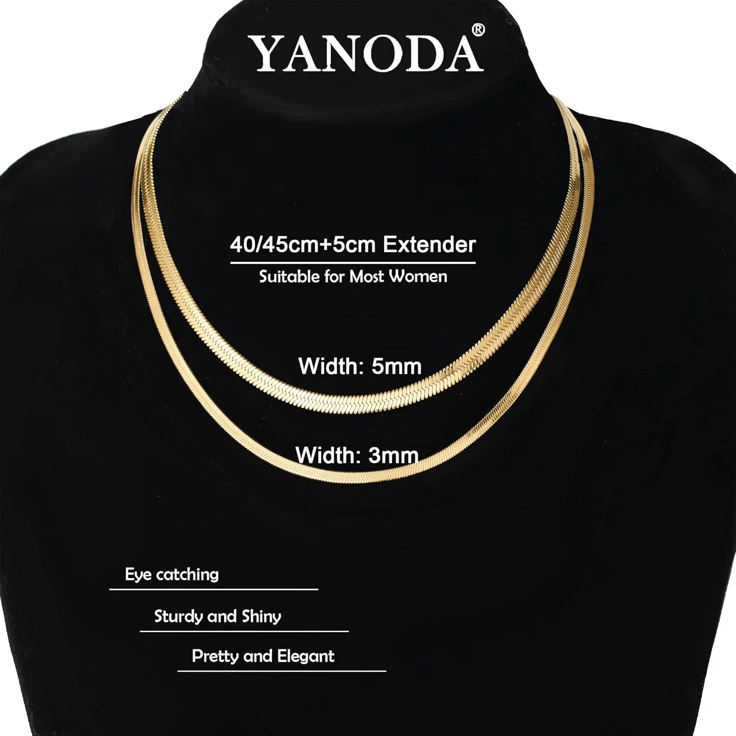 YANODA Herringbone Necklace for Women,14K Gold Necklaces for Women, Dainty Layered Gold Necklace for Women Thin Gold Snake Chain Necklaces Jewelry for Women